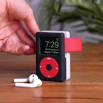 Для Apple Watch 8 7 SE 6 5 4 Кронштейн Ретро MP3-плеер Силиконовая мультяшная зарядка настольная подставка держатель док-станция Часы для Watch 3 2 1  5
