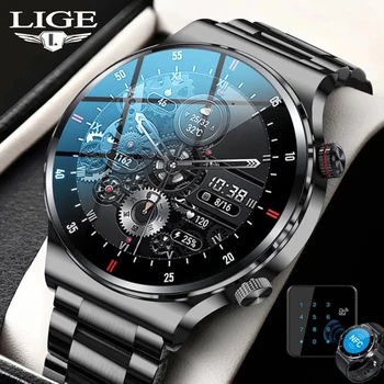 Смарт-часы LIGE с NFC и Bluetooth-вызовом, мужской спортивный браслет с HD-экраном, водонепроницаемый монитор состояния ЭКГ, Мужские умные часы для IOS Android  5