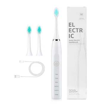 5-ступенчатая звуковая электрическая зубная щетка, зарядка через USB, полностью автоматическая зубная щетка для пары мягких волос, водонепроницаемая чистка зубов IPX7  1