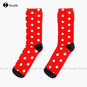 Новые Носки с канадским флагом, Мужские носки, Персонализированные Носки для взрослых Унисекс, Популярные Праздничные подарки, Подростковые носки  5