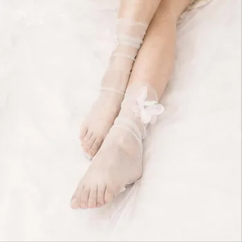 Новые объемные носки из сетчатой пряжи с крупными цветами, прозрачные эластичные носки серии cool female essential thin socks, женские сексуальные носки  5