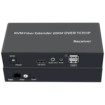 20-километровый HDMI-совместимый KVM Оптоволоконный Удлинитель Через SC FiberCable TCP/IP Аудио-Видео Передатчик Приемник DVD ПК К телевизору Поддержка USBMouse  0