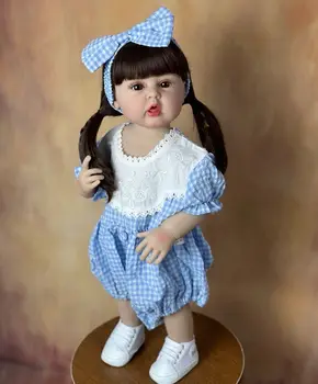 Реалистичная 55-сантиметровая мягкая кукла BZDOLL с полным силиконовым телом принцессы для малышей, реалистичная кукла-Реборн для маленьких девочек, подарок на день рождения Бебе  5