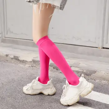 1 пара длинных носков, милые, впитывающие пот, гипоаллергенные женские однотонные вязаные гольфы до колена для улицы, высокие носки, высокие носки  5