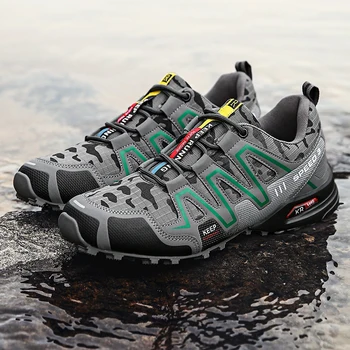 Мужская обувь, водонепроницаемая походная обувь, уличная походная обувь для рыбалки, Износостойкая лесная обувь для бега по пересеченной местности, мужская спортивная обувь  5
