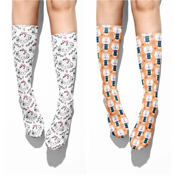 Новые Забавные Длинные Носки Унисекс с Мультяшным Медведем и щенком, 3D Печать, Модные Носки Harajuku kawaii, Удобные носки для пары на Хэллоуин  5