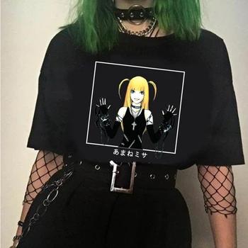 Death Note Модная Футболка из Японского Аниме Миса Амане, Женская Забавная футболка с Саске, Повседневная Уличная футболка  10