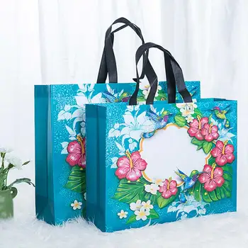 Сумка для покупок с синими цветами и птицами, высококачественная нетканая эко-сумка, сумки для продуктов, прочные сумки для продуктов для путешествий большой емкости  10