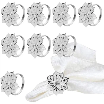 Выдолбленное кольцо для салфеток в виде цветка-металлическая пряжка для салфеток для украшения свадьбы в ресторане отеля  5